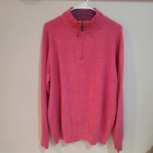 Southern Tide Men's Pullover Sweater 1/4 Zip Pink Soft Zip Size L
